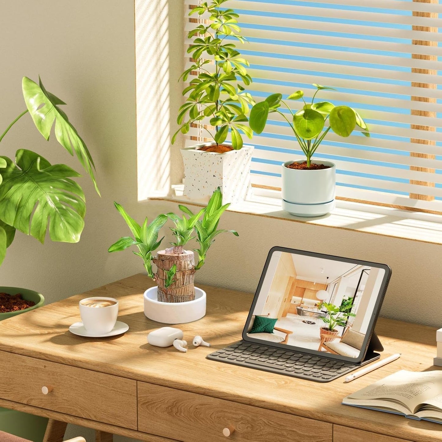 Brazilian Wood Plant (Pack of 2) - Ideal for Living Room, Home, Office, Table, Kitchen & Desk Décor