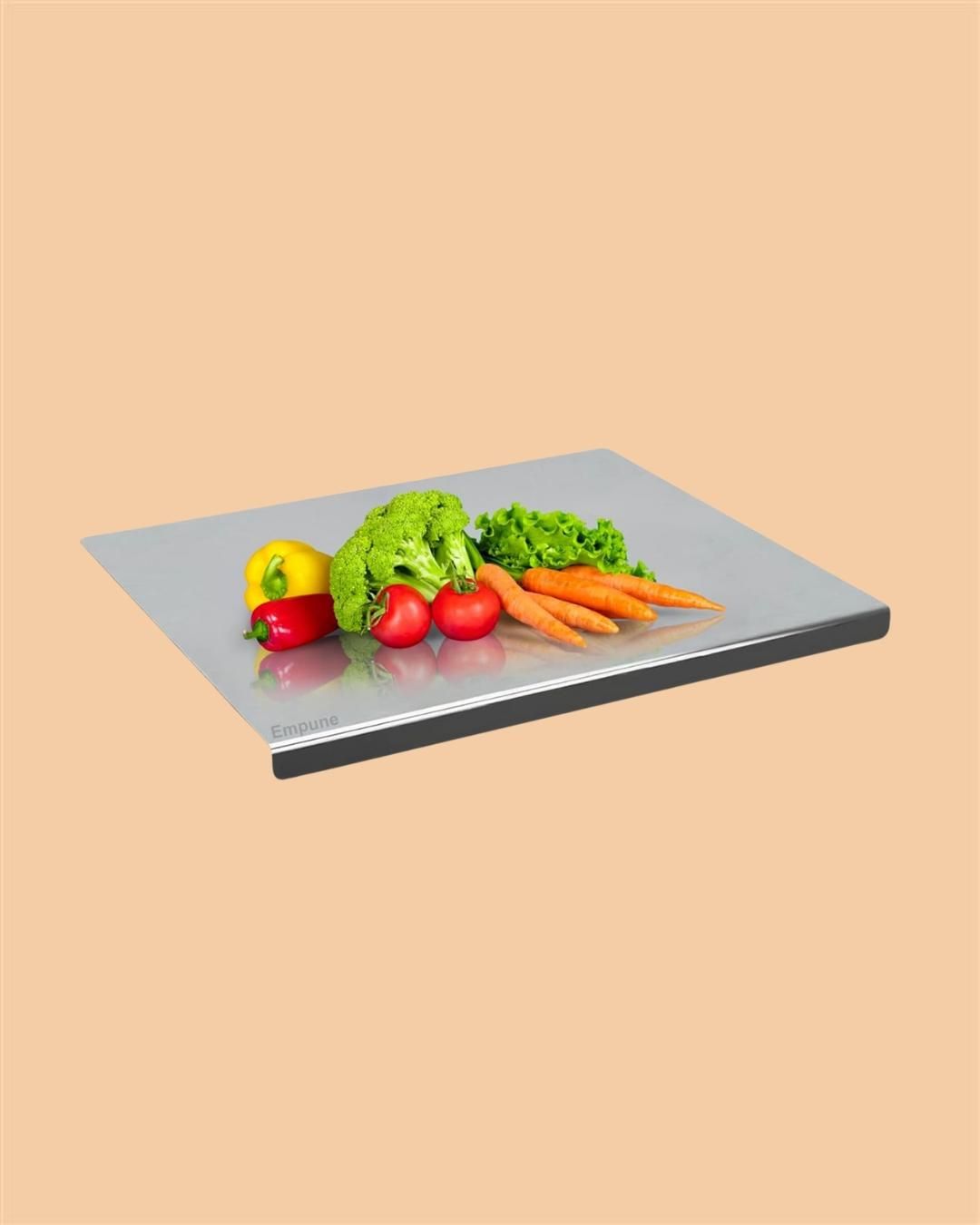 Stainless Steel Chopping Board (35x31cm) - Premium Stainless Steel Chopping Board – Rust-Resistant, Anti-Bacterial (35x31cm)