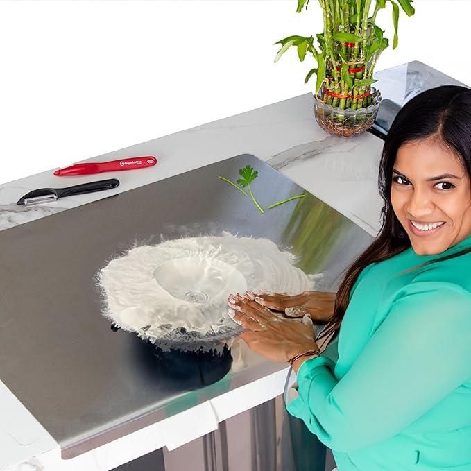 Stainless Steel Chopping Board (35x31cm) - Premium Stainless Steel Chopping Board – Rust-Resistant, Anti-Bacterial (35x31cm)